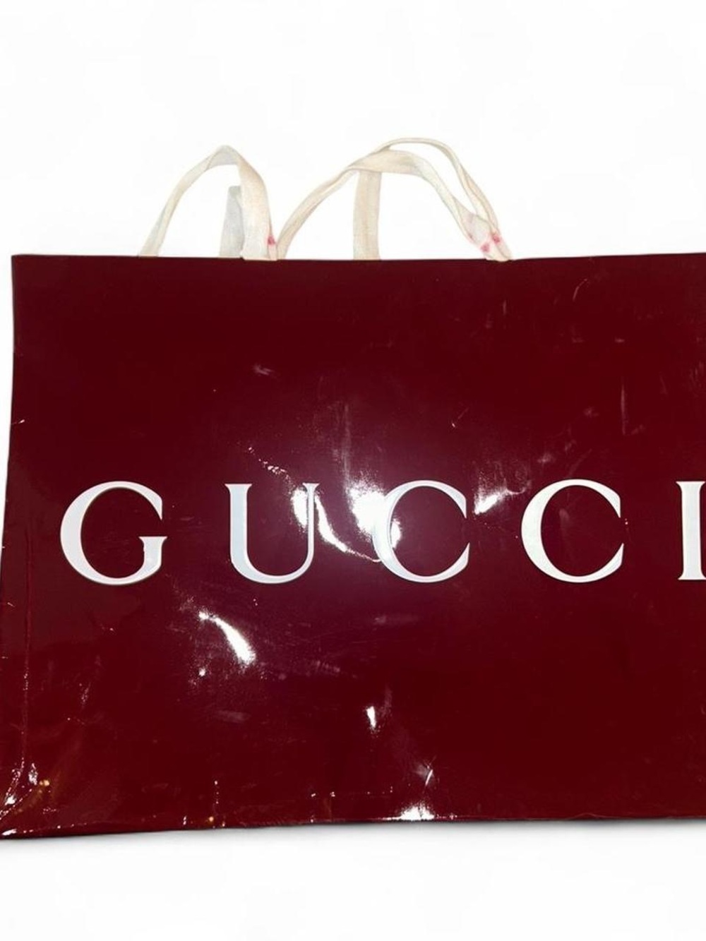 GUCCI Shiny Maroon Logo Shopping Bag